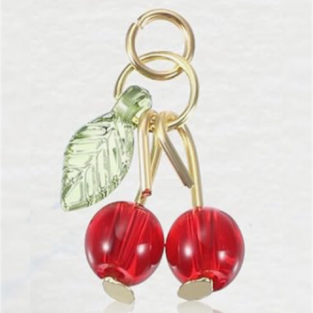 🍒NEW Mini Cherry Charm Red Gold Bag Charm Cherries Jewekry Multipurpose Cute